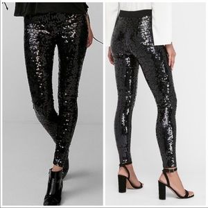 NWT Express High Waisted Sequin Leggings Large